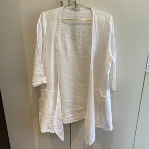 Francesca Bettini White 100% Linen Lagenlook Cardigan Blouse Top- Italy-Small